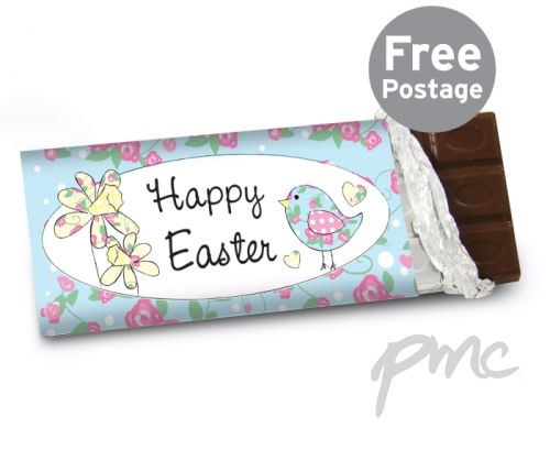 Personalised Daffodil & Floral Chick Easter Milk Chocolate Bar