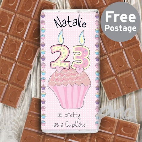 Personalised Cupcake Numbers Milk Chocolate Bar
