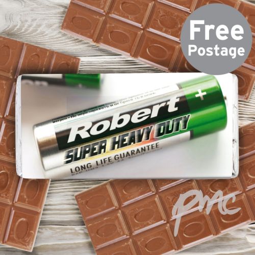 Personalised Batteries Milk Chocolate Bar