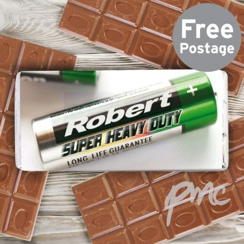 Personalised Batteries Milk Chocolate Bar