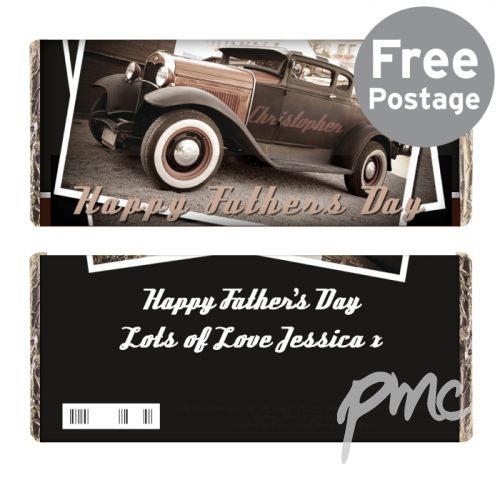 Personalised Classic Car Father's Day Milk Chocolate Bar