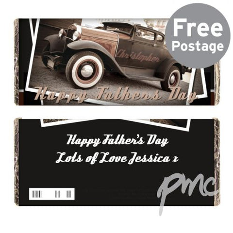 Personalised Classic Car Father's Day Milk Chocolate Bar