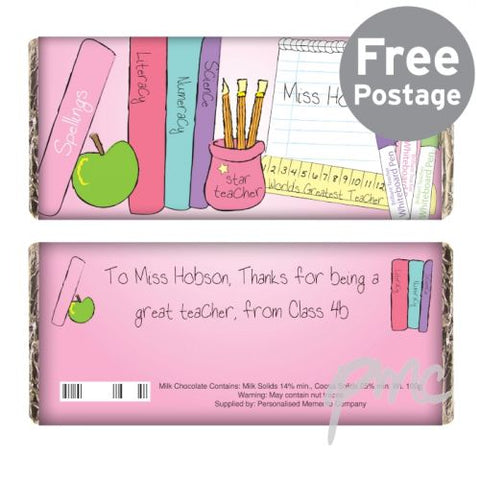 Personalised Teachers Female Milk Chocolate Bar