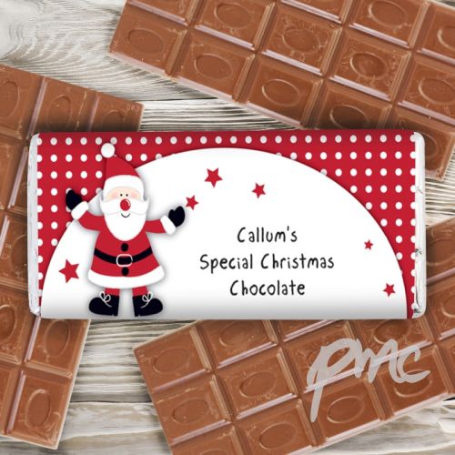 Personalised Spotty Santa Milk Chocolate Bar
