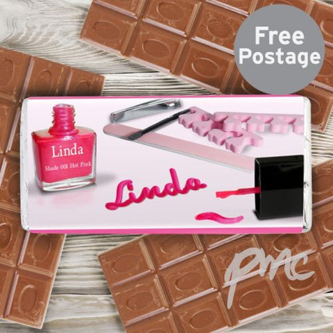 Personalised Pink Polish Milk Chocolate Bar