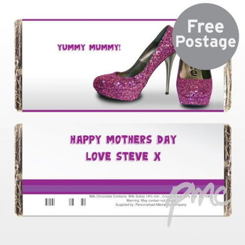 Personalised Sparkly Pink Shoes Milk Chocolate Bar