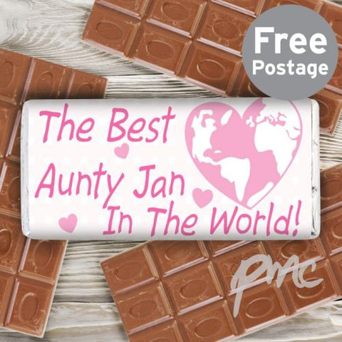 Personalised Pink Best in the World Milk Chocolate Bar