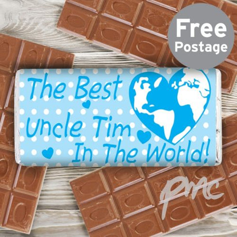 Personalised Blue Best in the World Milk Chocolate Bar