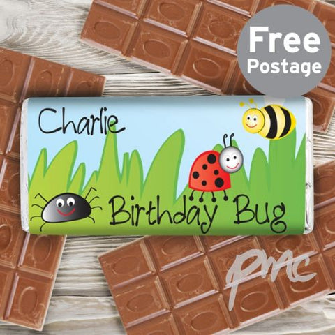Personalised Birthday Bug Milk Chocolate Bar
