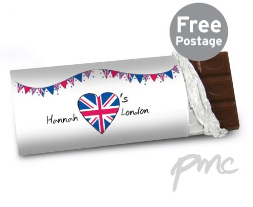 Personalised Union Jack Bunting Milk Chocolate Bar