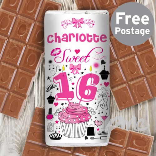 Personalised Sweet 16 Milk Chocolate Bar