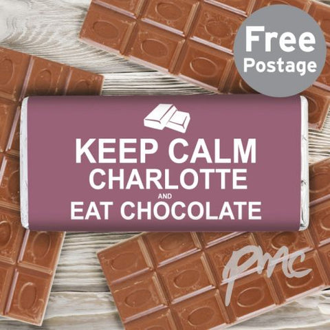 Personalised Keep Calm Eat Chocolate Milk Chocolate Bar
