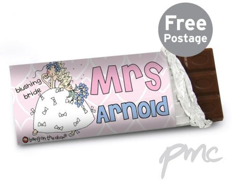 Personalised Bang on the Door Wedding Bride Milk Chocolate Bar
