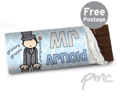 Personalised Bang on the Door Wedding Groom Milk Chocolate Bar