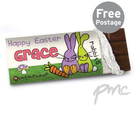 Personalised Bang on the Door Easter Bunny Milk Chocolate Bar