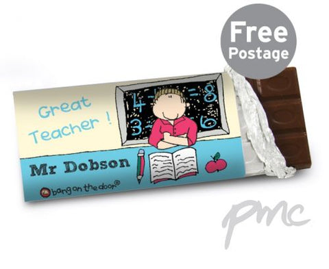 Personalised Bang On The Door Male Teacher Milk Chocolate Bar