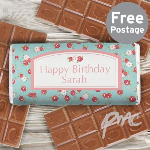 Personalised Vintage Floral Milk Chocolate Bar