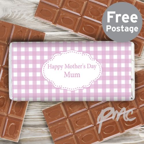 Personalised Girly Gingham Milk Chocolate Bar