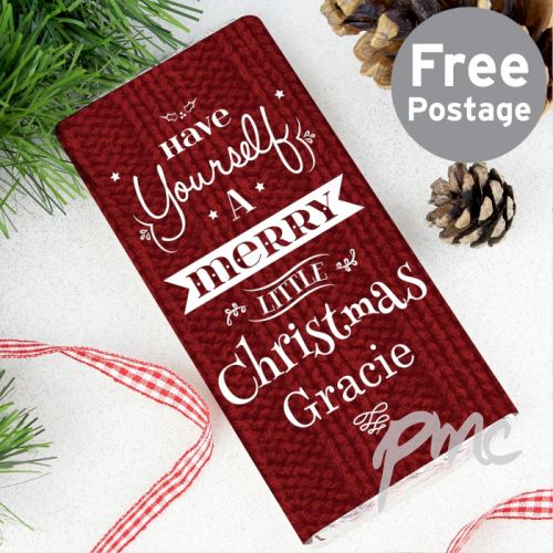 Personalised Merry Little Christmas Milk Chocolate Bar