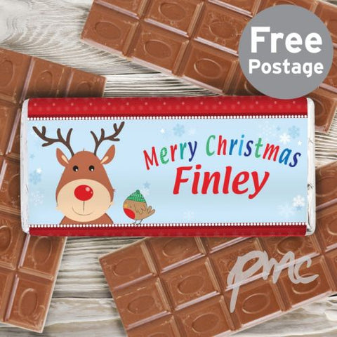 Personalised Rudolph Milk Chocolate Bar