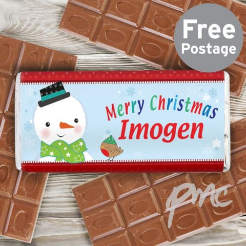 Personalised Snowman Milk Chocolate Bar