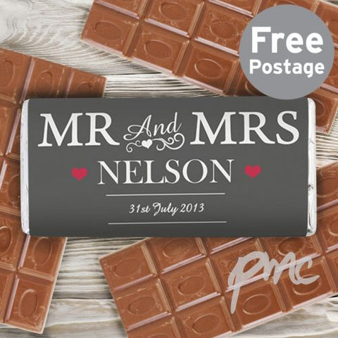 Personalised Mr & Mrs Milk Chocolate Bar