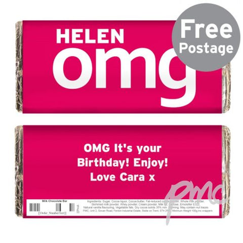 Personalised OMG Slogan Milk Chocolate Bar