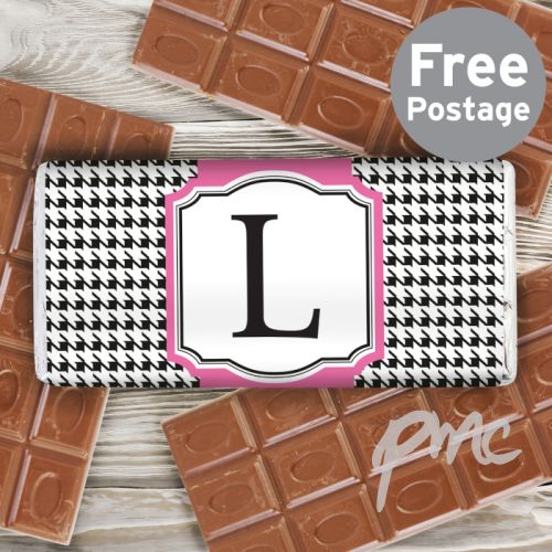 Personalised Houndstooth Milk Chocolate Bar