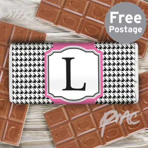 Personalised Houndstooth Milk Chocolate Bar