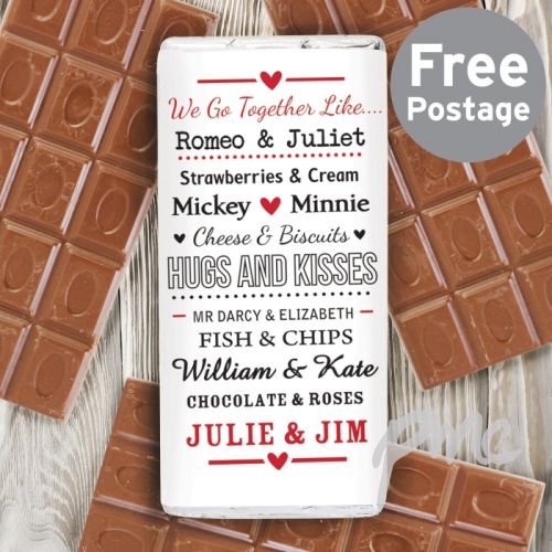 Personalised We Go Together Like.... Milk Chocolate Bar