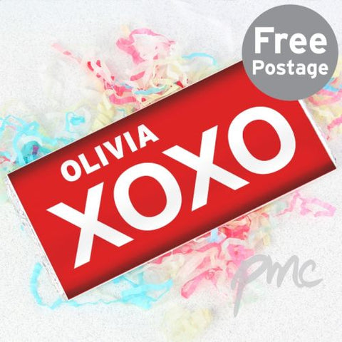 Personalised XOXO Slogan Milk Chocolate Bar