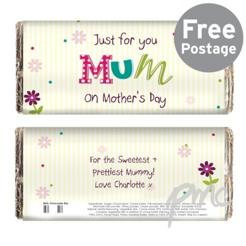 Personalised Patchwork Flowers Milk Chocolate Bar