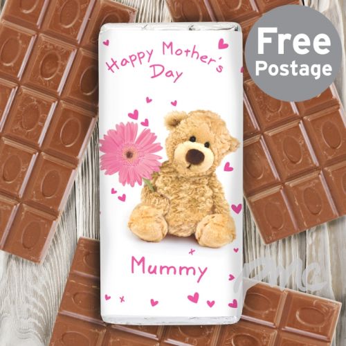 Personalised Teddy Flower Milk Chocolate Bar