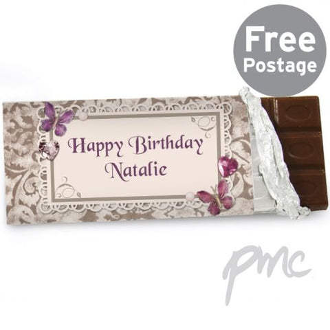 Personalised Butterfly Gem Milk Chocolate Bar