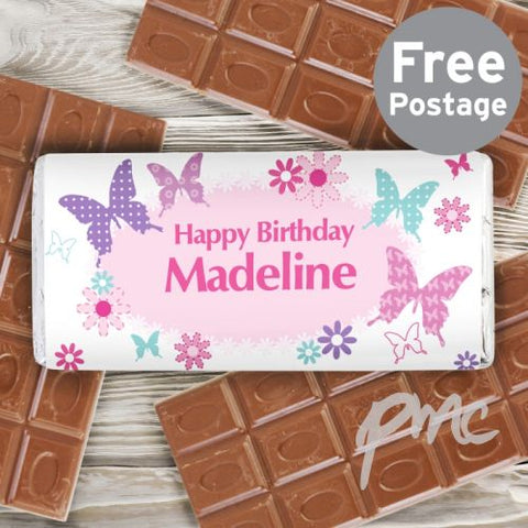 Personalised Butterfly Milk Chocolate Bar
