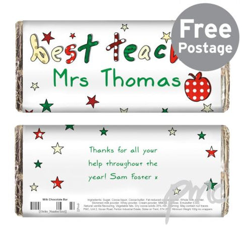 Personalised Teacher Milk Chocolate Bar