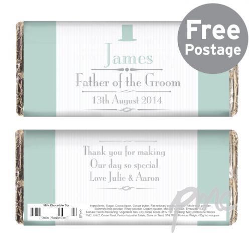 Personalised Decorative Wedding Male Milk Chocolate Bar