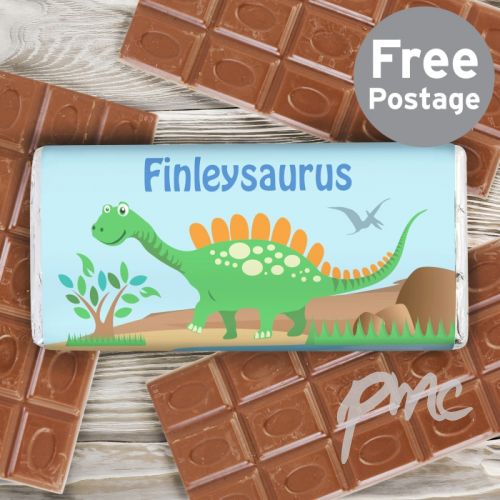 Personalised Dinosaur Milk Chocolate Bar