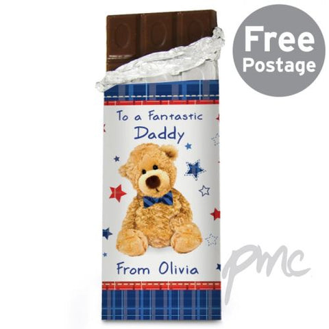 Personalised Teddy Bow Tie Milk Chocolate Bar