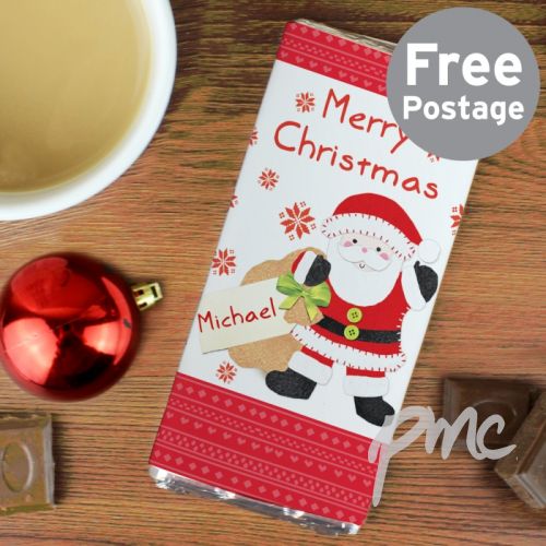 Personalised Felt Stitch Santa Milk Chocolate Bar