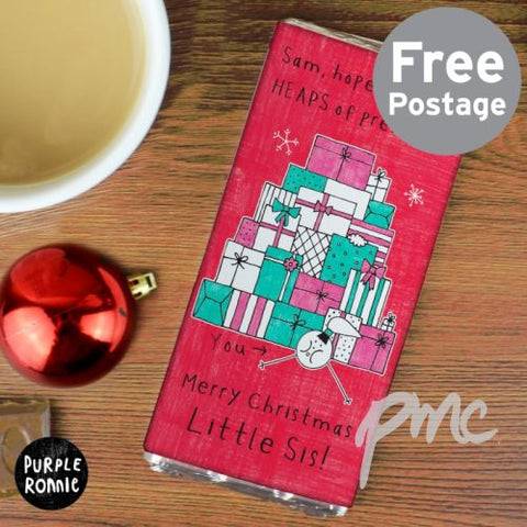 Personalised Purple Ronnie Christmas Female Milk Chocolate Bar