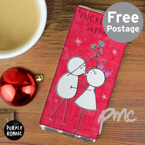 Personalised Purple Ronnie Christmas Couple Milk Chocolate Bar