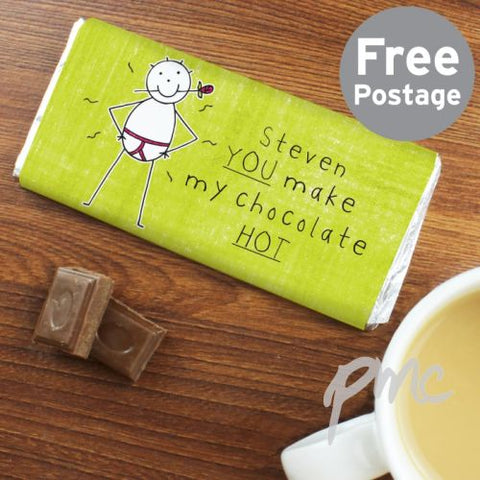 Personalised Purple Ronnie You make my chocolate HOT... Milk Chocolate Bar