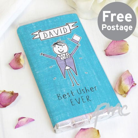 Personalised Purple Ronnie Male Wedding Milk Chocolate Bar