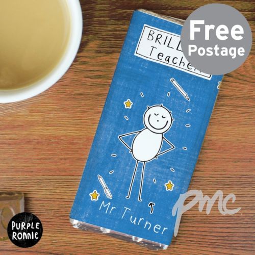 Personalised Purple Ronnie Male Teacher Milk Chocolate Bar