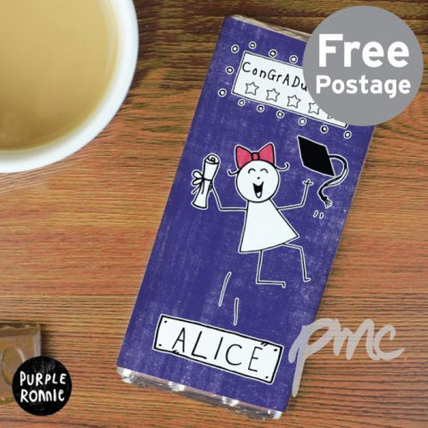 Personalised Purple Ronnie Female Graduation Milk Chocolate Bar