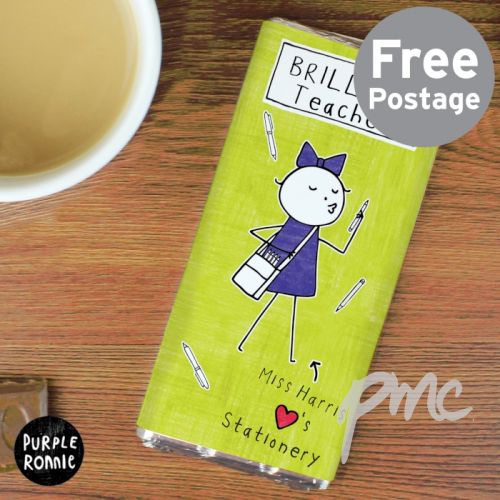 Personalised Purple Ronnie Female Teacher Milk Chocolate Bar