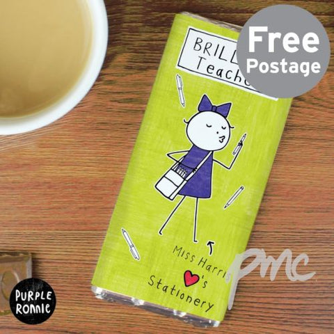 Personalised Purple Ronnie Female Teacher Milk Chocolate Bar