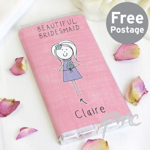 Personalised Purple Ronnie Female Wedding Milk Chocolate Bar
