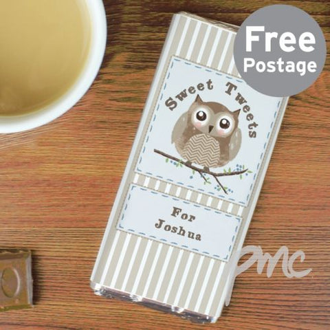 Personalised Woodland Owl Milk Chocolate Bar